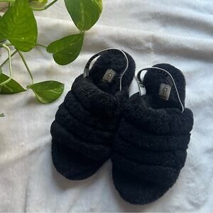 UGG Black Fluff Yeah Slide Slippers